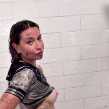 Messy Temptress: Muddy Schoolgirl Shower (BTS Mud + Cleanup Footage)