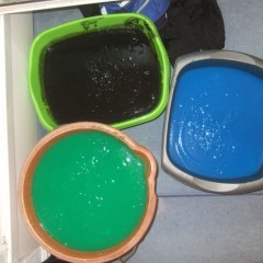 mud_and_custard: Lycra shorts christened with paste and paint!