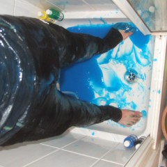 mud_and_custard: Lycra shorts christened with paste and paint!