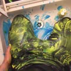 mud_and_custard: Lycra shorts christened with paste and paint!