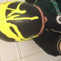 mud_and_custard: Lycra shorts christened with paste and paint!