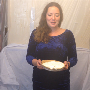 CandyCustard: Maria cums twice in dress, tights, pies and pudding