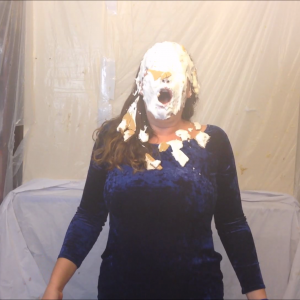 CandyCustard: Maria cums twice in dress, tights, pies and pudding