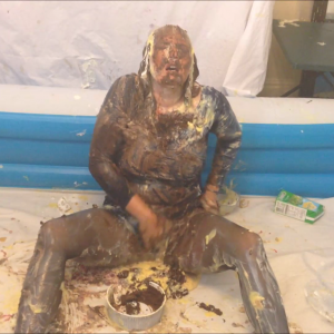 CandyCustard: Maria cums twice in dress, tights, pies and pudding