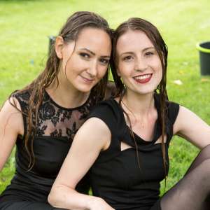 WetLookStu: Jennie and Rose with water balloons