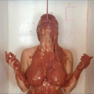 CandyCustard: Penny Lee covered in chocolate sauce from the gunge tank
