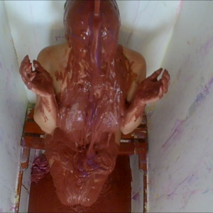 CandyCustard: Penny Lee covered in chocolate sauce from the gunge tank