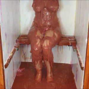 CandyCustard: Penny Lee covered in chocolate sauce from the gunge tank