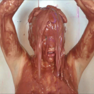 CandyCustard: Penny Lee covered in chocolate sauce from the gunge tank