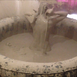 CandyCustard: Faye completes muddy dares in dress, tights and heels