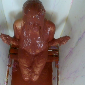 CandyCustard: Penny Lee covered in chocolate sauce from the gunge tank