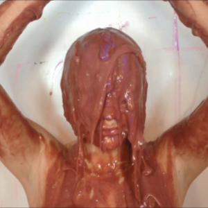 CandyCustard: Penny Lee covered in chocolate sauce from the gunge tank