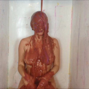 CandyCustard: Penny Lee covered in chocolate sauce from the gunge tank