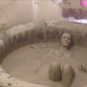 CandyCustard: Faye completes muddy dares in dress, tights and heels