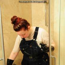 DungeonMasterOne: Cynthia the Butch Dungaree Girl takes a shower and bubble bath!
