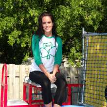 DunkTankFan: Emily Dunked in Black Yoga Capris and a Green Top