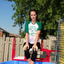 DunkTankFan: Emily Dunked in Black Yoga Capris and a Green Top