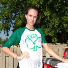 DunkTankFan: Emily Dunked in Black Yoga Capris and a Green Top