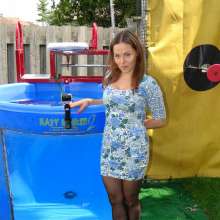 DunkTankFan: new Amanda Dunked in a white Flower Dress with pantyhose