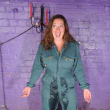 DungeonMasterOne: Maria demonstrates just how sexy a tight-fitting messy jumpsuit can be!