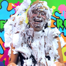 PieZone: This Super Cute Brunette Loves Getting Pied and Slimed!