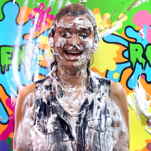 PieZone: This Super Cute Brunette Loves Getting Pied and Slimed!