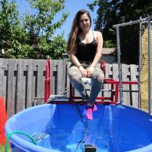DunkTankFan: Danni Dunked in Jeans and socks with a black top