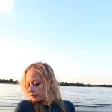 eileenvogel: Eileen swimming in iciw jeans in the river