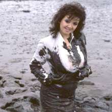 WSMProductions: Debbie has a seaside mudbath in her office suit and blouse  -wsm