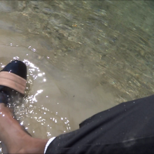 carlosstf33: Wet in river, Nyloned toes