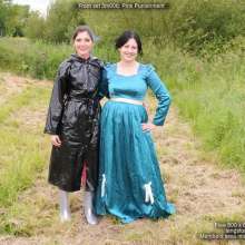 DungeonMasterOne: Mud!  Maude and Rosemary!  Pink sportswear, green dress, PVC rain mac!