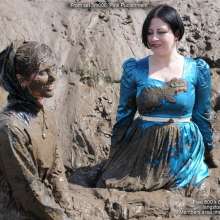 DungeonMasterOne: Mud!  Maude and Rosemary!  Pink sportswear, green dress, PVC rain mac!