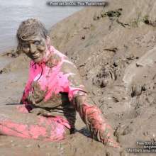 DungeonMasterOne: Mud!  Maude and Rosemary!  Pink sportswear, green dress, PVC rain mac!