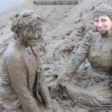 DungeonMasterOne: Mud!  Maude and Rosemary!  Pink sportswear, green dress, PVC rain mac!