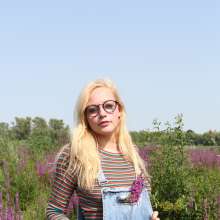 eileenvogel: Eileen catching frogs in a jeans dungaree
