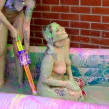 messyhot: Lum and Honey Heptane Slime Wrestling Pie Fight