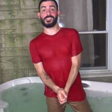 Jayce: Stephons Nighttime Hot Tub Red Adidas, Levi Khaki Jeans