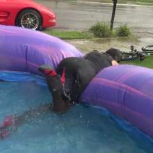Jayce: 18 Foot WaterSlide into Pool Just for Us!