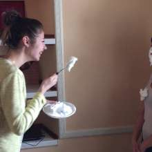 Top Messy Girls: Girl with Open Mouth Catches a Pie.