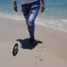 Wet_look_elena: Jeans with Stockings in the Sea