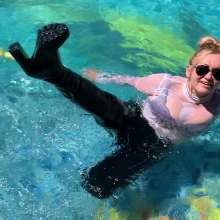 Wet_look_elena: Latex Pants and Big Boots in the Pool
