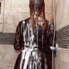 MadelineOasis: Hair Washing in a Black Cocktail Dress