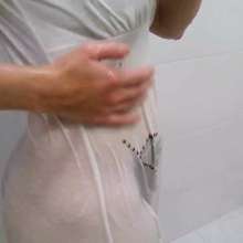 MadelineOasis: Lolita Showers in a Short White Sheer Sun Dress