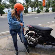 Wet_look_elena: Washing My Scooter