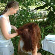 forklift86: Shampoo into dry hair Shannon and Tina