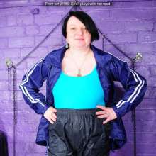 DungeonMasterOne: Evelyne the cook plays with her food, in rainwear!