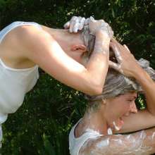 forklift86: Shampoo into dry hair Shannon and Tina