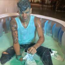 RevSlymsford: Chris's Slime Bath And Foam Cleanse In Jeans and Undershirt
