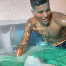 RevSlymsford: Chris's Slime Bath And Foam Cleanse In Jeans and Undershirt