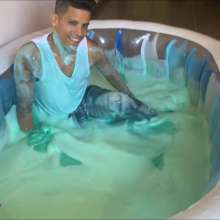 RevSlymsford: Chris's Slime Bath And Foam Cleanse In Jeans and Undershirt